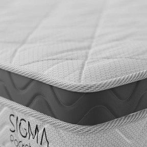 Cama Box com Colchão Solteirão Sigma Molas Ensacadas (22x108x198) Branco e Cinza