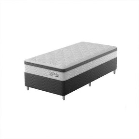 Cama Box com Colchão Solteirão Sigma Molas Ensacadas (22x108x198) Branco e Cinza